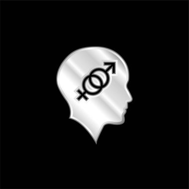 Seks Sembollü Kel Kafa gümüş kaplama metalik ikon