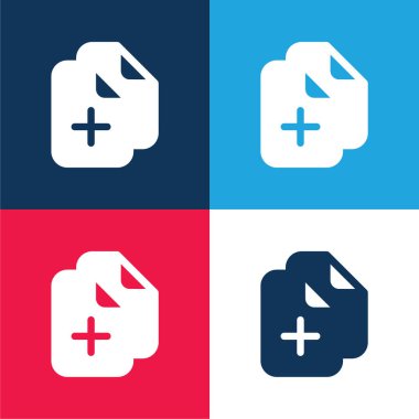 Mavi ve kırmızı dört renk minimal simgesi seti ekle