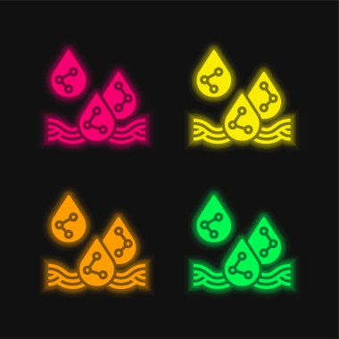 Acid Rain four color glowing neon vector icon clipart