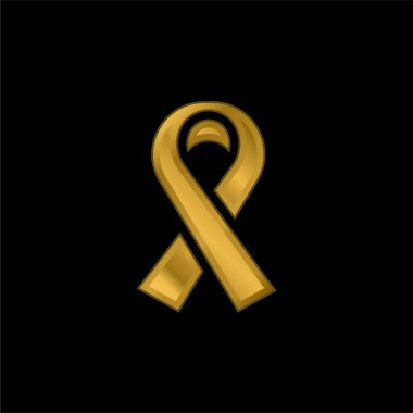 Black Ribbon gold plated metalic icon or logo vector clipart