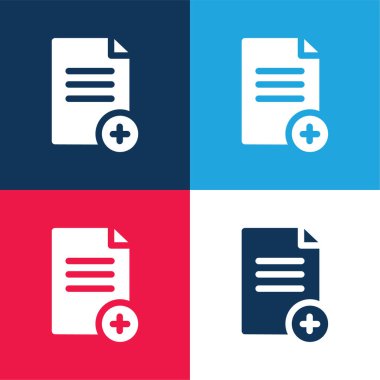 Dosya mavi ve kırmızı dört renk minimal simgesi seti ekle