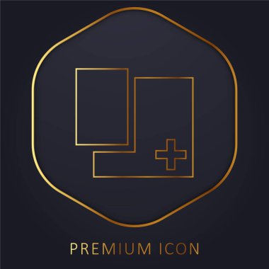 Dikdörtgen Şekil Düğmesi Altın çizgi prim logosu ya da simgesi ekle