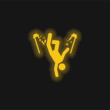 Break Dance yellow glowing neon icon clipart