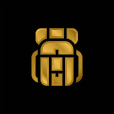 Sırt çantası altın kaplamalı metalik simge veya logo vektörü