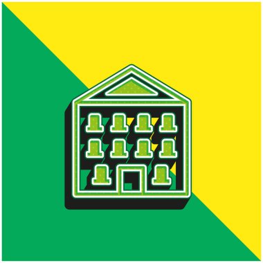 Appartment Green and yellow modern 3d vector icon logo clipart