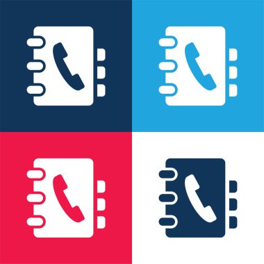 Gündem mavi ve kırmızı dört renk minimal simge kümesi