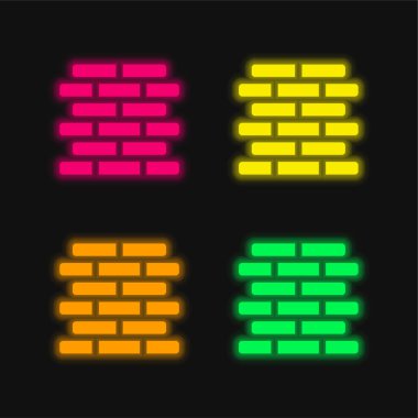 Dört renkli parlak neon vektör simgesini tuğlalar