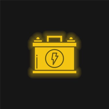 Battery yellow glowing neon icon clipart