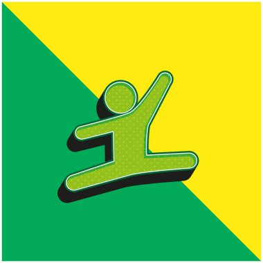 Sanatsal Jimnastikçi Yeşil ve Sarı Modern 3D vektör simgesi logosu