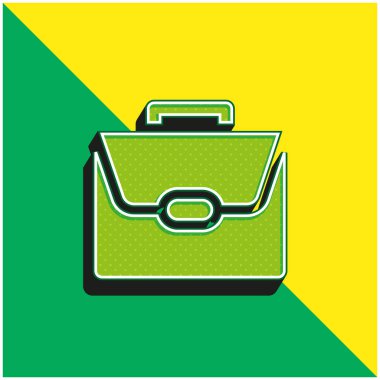 Evrak çantası Yeşil ve sarı modern 3d vektör simgesi logosu
