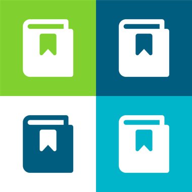 Yer imi Düz 4 renk minimal simgesi seti