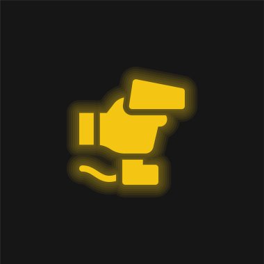 Barkod Tarayıcı sarı parlak neon simgesi