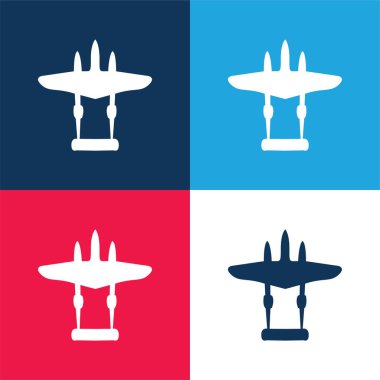Uçak Siyah Şekli Mavi ve Kırmızı Minimum Renk Simgesi