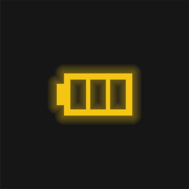 Battery Image With Three Areas yellow glowing neon icon clipart