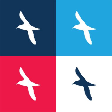 Albatross Bird Shape blue and red four color minimal icon set clipart