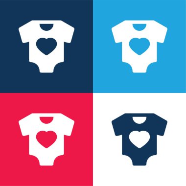 Baby Clothes blue and red four color minimal icon set clipart