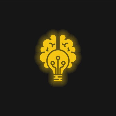 Beyin sarısı parlak neon simgesi
