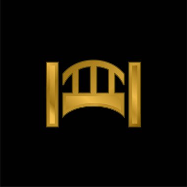 Köprü altın kaplama metalik simge veya logo vektörü