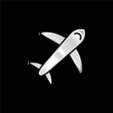 Gümüş kaplama metalik uçak simgesi