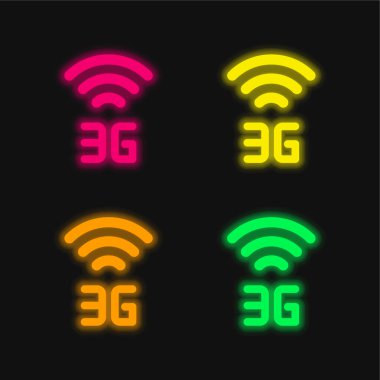 3g dört renk parlayan neon vektör simgesi
