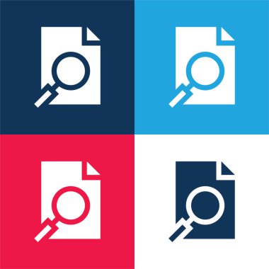 Analiz mavi ve kırmızı dört renk minimal simgesi kümesi