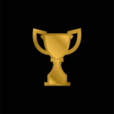 Award Trophy Silhouette gold plated metalic icon or logo vector clipart