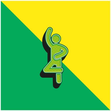 Bale Pozu Yeşil ve Sarı Modern 3D vektör simgesi logosu