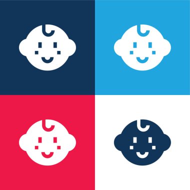 Bebek Çocuk mavi ve kırmızı dört renk simgesi seti