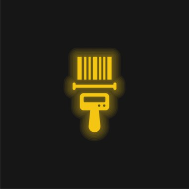 Barkod Okuyucu sarı parlak neon simgesi