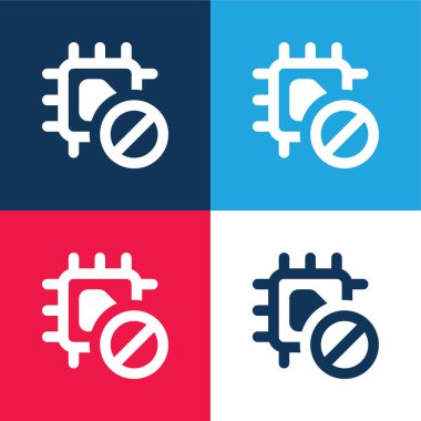 Banned blue and red four color minimal icon set clipart