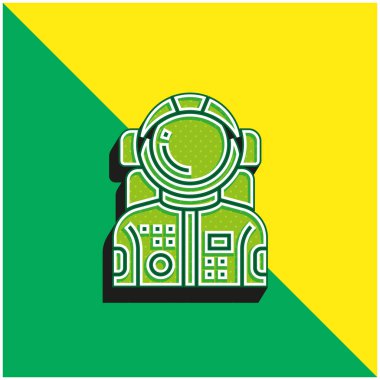 Astronot Yeşil ve Sarı 3D vektör simgesi logosu
