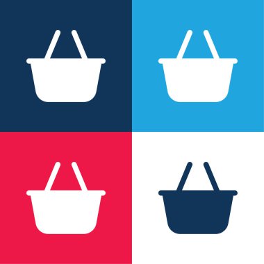 Sepet mavi ve kırmızı dört renk minimal simge kümesi