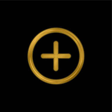 Dairesel Arayüz Düğmesi Altın kaplama metalik simge veya logo vektörü ekle