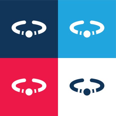 Bileklik mavi ve kırmızı dört renk minimal simge kümesi