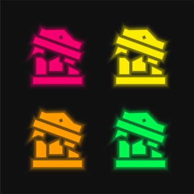 Dört renk parlayan neon vektör simgesini kaydet