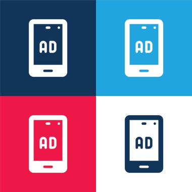 Ad mavi ve kırmızı dört renk en küçük simge kümesi