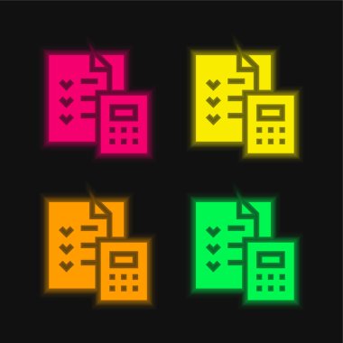 Parlayan dört renk neon vektör simgesi hesaplanıyor