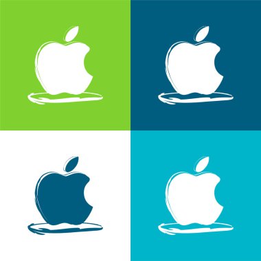 Apple Çizilmiş Logo Düz Dört renk minimal simgesi