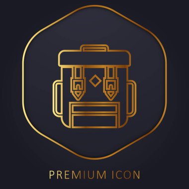 Sırt çantası altın çizgi premium logosu veya simgesi