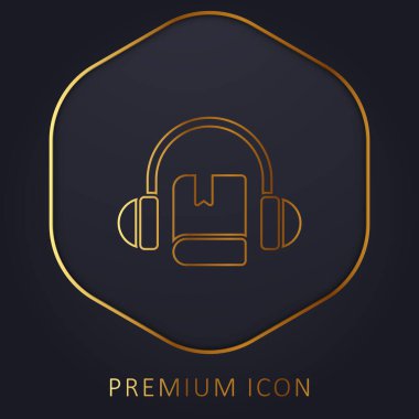 Audio Book golden line premium logo or icon clipart
