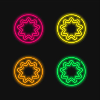 Bahaizm dört renk parlayan neon vektör simgesi