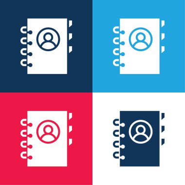 Addressbook blue and red four color minimal icon set clipart