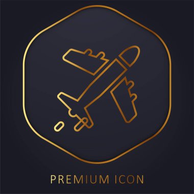 Uçak altın çizgisi prim logosu veya simgesi