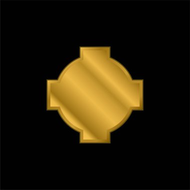 Siyah Haç Kalkanı Altın kaplama metalik simge veya logo vektörü