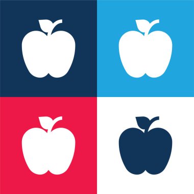 Elma mavisi ve kırmızı dört renk minimal simge kümesi