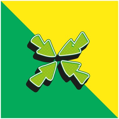 Merkeze Oklar Yeşil ve Sarı 3D vektör simgesi