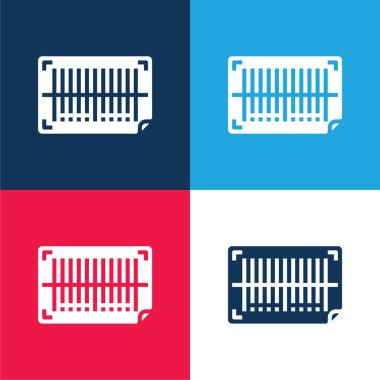 Barkod mavi ve kırmızı dört renk en küçük simge kümesi