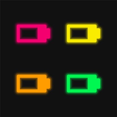 Battery Almost Full four color glowing neon vector icon clipart