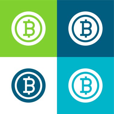 Bitcoin Düz 4 renk minimal simge kümesi