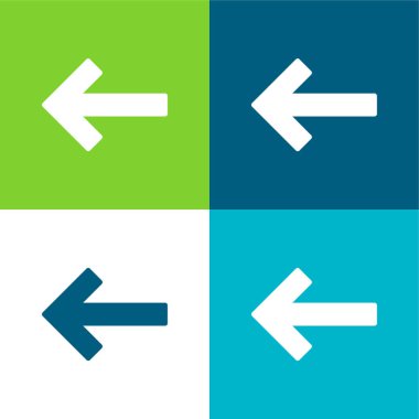 Arka Sol Ok Düz 4 renk en küçük simge seti